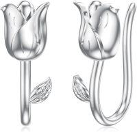 wholesale TOUPOP Tulips Earrings Sterling Silver Tulips Flower Climber Crawler Earrings Flower Tulips Jewelry Tulips Gifts Christmas Xmas Birthday Gifts For Her Women Mom Grandma -undefined
