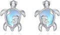 wholesale 925 Sterling Silver Blue Moonstone Sea Turtle Stud Earrings - Ocean Animal  for Women-0-0