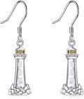 wholesale 925 Sterling Silver Opal Ocean Wave Lighthouse Dangle Earrings with Stones and Elements-0-0
