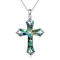 wholesale 925 Sterling Silver Abalone Shell Inlay Cross Pendant Necklace for Women Christian s for Mother Wife Daughter Sister-0-0
