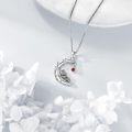 wholesale 925 Sterling Silver Owl Pendant Necklace with Red Crystal Gemstone Charm for Women's Gifts-0-3