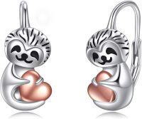 wholesale 925 Sterling Silver Sloth Heart Hoop Earrings - Cute Animal  for Women-Sloth