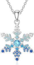 wholesale 925 Sterling Silver Snowflake Necklace For Women White/blue Cz Winter Snowflake Pendant Necklace Christmas Jewelry Gifts For Women -0-0