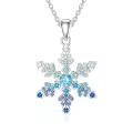 TOUPOP Sterling Silver & Blue CZ Snowflake Pendant Necklace-0-0