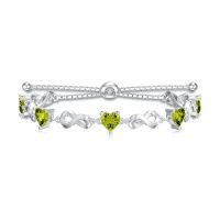 wholesale 925 Sterling Silver 12 Gemstone Infinity Love Birthstone Bracelet Heart Cut Adjustable for Women Mother Daughter Wife-Aug-Peridot Green