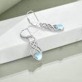 wholesale 925 Sterling Silver Moonstone Heart Knot Filigree Leverback Dangle Earrings for Women-0-1