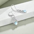 wholesale 925 Sterling Silver Moonstone Heart Knot Filigree Leverback Dangle Earrings for Women-0-1