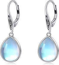 wholesale 925 Sterling Silver Teardrop Rainbow Moonstone Celtic Trinity Knot Drop Earrings-moonstone