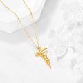 wholesale 14K Gold Rose Flower Cross Pendant Necklaces Christian s for Women-0-5