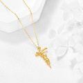 wholesale 14K Gold Rose Flower Cross Pendant Necklaces Christian s for Women-0-5