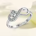 TOUPOP Sterling Silver Moissanite Personalized Infinity Heart Rings-0-1