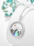 wholesale 925 Sterling Silver Abalone Shell Mountain Pendant Necklace with Yellow Stone and Cubic Zirconia - Religious Gifts for Women-0-2