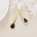 wholesale 925 Sterling Silver Teardrop Blue Stone Leverback Earrings - Unique Gemstone Drop Earings Gifts for Her-0-2
