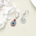 wholesale 925 Sterling Silver Red Cardinal Teardrop Abalone Shell Leverback Drop Earrings-0-3
