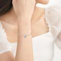 wholesale 925 Sterling Silver Blue Crystal Heart Cat Charm Bracelet for Women Girls -0-2