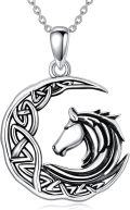 wholesale 925 Sterling Silver Celtic Knot Moon & Horse Head Pendant Necklace Luck Charm  for Women Girls-0-0