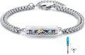 wholesale 925 Sterling Silver Mountain Scene Cremation Urn Bracelet with Abalone Shell Inlay and Funnel Set - 3-in-1 Memory  for Women-0-0