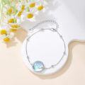 wholesale 925 Sterling Silver Blue Moonstone Sea Wave Starfish Charm Bracelet for Women 7-8in s-0-5