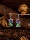 wholesale 925 Sterling Silver Purple Tulip Flower Drop Dangle Leverback Earrings for Women Girls  4cm Long-0-2