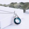 wholesale 925 Sterling Silver Blue Austrian Crystal Fox Tail Pendant Necklace for Women Gifts-0-1