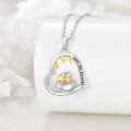 wholesale 925 Sterling Silver Love You Forever Heart Pendant with Gold Duck Charm Necklace-0-4