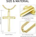 wholesale Gold Plated 925 Sterling Silver  Mens Cross Pendant Necklace 24 Chain-0-3