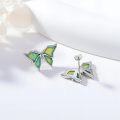 wholesale Sterling Silver Green Opal Butterfly Stud Earrings 12x20mm for Women Gift-0-2