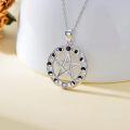 wholesale 925 Sterling Silver Abalone Shell Moon Phases Pentagram Pendant Necklace-0-3