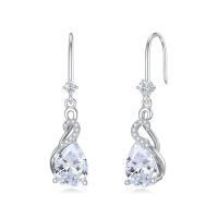 wholesale 925 Sterling Silver Cubic Zirconia Pear Cut Drop Earrings For Women-04-April