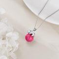 wholesale 925 Sterling Silver Pink Jade Pig Charm Necklace Animal s for Women-0-4