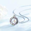 wholesale 925 Sterling Silver Rainbow Crystal Gymnastics Flip Pendant Necklace for Women and Girls-0-2
