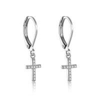 wholesale 925 Sterling Silver Cross Earrings-leverback cross