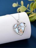 wholesale 925 Sterling Silver I Love You Forever Heart Pendant Necklaces for Grandma and Granddaughter with Mother's Photo & Engraved Message-0-1