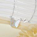 wholesale 925 Sterling Silver Pink Opal Butterfly Pendant Necklace for Women-0-2