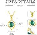 wholesale 14K Gold Emerald Necklace for Women 16+1+1 Inch May Birthstone Gift-0-5