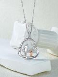 wholesale 925 Sterling Silver Heart Pendant Necklace with Daddy's Princess Design and Cubic Zirconia Elements-0-4