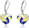 wholesale 925 Sterling Silver Heart-Shaped Volleyball Dangle Earrings for Women's Sport Lovers Gift-0-0
