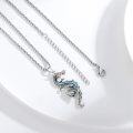 wholesale 925 Sterling Silver Turquoise Inlay Dragon Pendant Necklaces   for Men Women Valentines Day Gifts-0-1