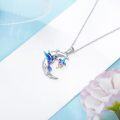 wholesale 925 Sterling Silver Blue Hummingbird & Purple Flower Pendant Necklaces Gift for Women Girls Mother's Day Anniversary Jewelry Present Ideas-0-2