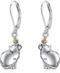wholesale 925 Sterling Silver Capybara Dangle Earrings for Women Cute Funny Birthday/Christmas Gifts for Daughter/Sister/Granddaughter-0-0