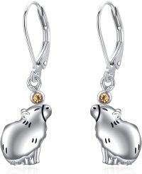 wholesale 925 Sterling Silver Capybara Dangle Earrings for Women Cute Funny Birthday/Christmas Gifts for Daughter/Sister/Granddaughter-Capybara