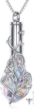 wholesale Cremation Jewelry For Ashes Sterling Silver Tree Of Life Urn Necklace For Ashes With Teardrop Crystal Keepsake Jewelry W/funnel Filler -0-0