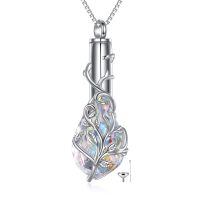TOUPOP Sterling Silver Crystal Tree Of Life Cremation Urn Necklace-undefined