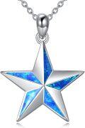 wholesale 925 Sterling Silver Blue Fire Opal Star of David Hexagram Pendant Necklace for Women Gifts-0-0