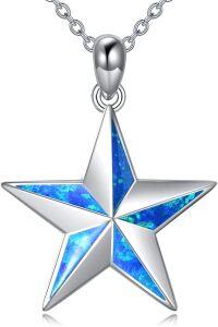 wholesale 925 Sterling Silver Blue Fire Opal Star of David Hexagram Pendant Necklace for Women Gifts-Pentagram