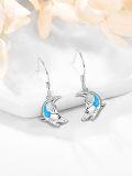 wholesale 925 Sterling Silver Blue Fire Opal Shark Drop Earrings for Women - Hypoallergenic Ocean Animal s-0-1