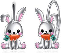 wholesale 925 Sterling Silver Rabbit Carrot Stud Earrings for Girls and Women-Bunny Earrings