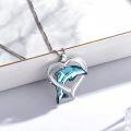 wholesale 925 Sterling Silver Heart-Shaped Blue Crystal Dolphin Pendant Necklace Ocean Wave Jewelry for Women and Girls-0-4