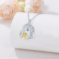 wholesale 925 Sterling Silver Necklace With Golden Chick Pendant And Blue Heart Charm-0-1