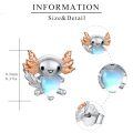 wholesale 925 Sterling Silver Heart Angel Wings Stud Earrings with Blue Stone-0-4